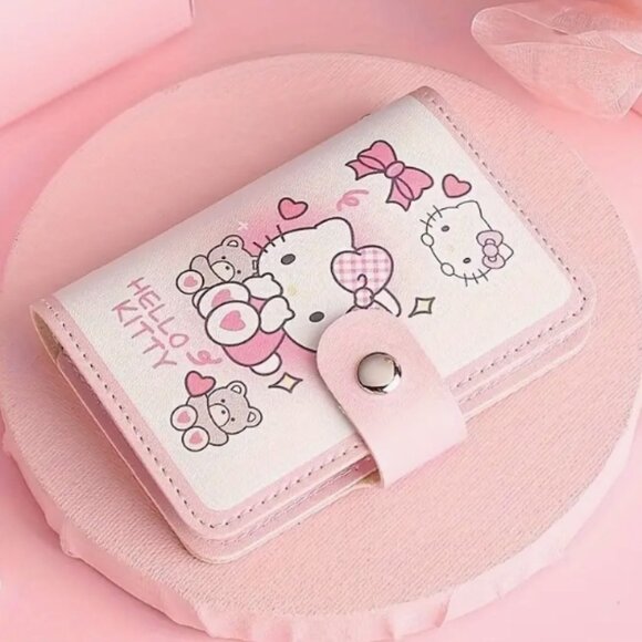 Hello Kitty Handbags - Sanrio Hello Kitty Card Holder Ultra-Thin Large Capacity Wallet Snap Closure